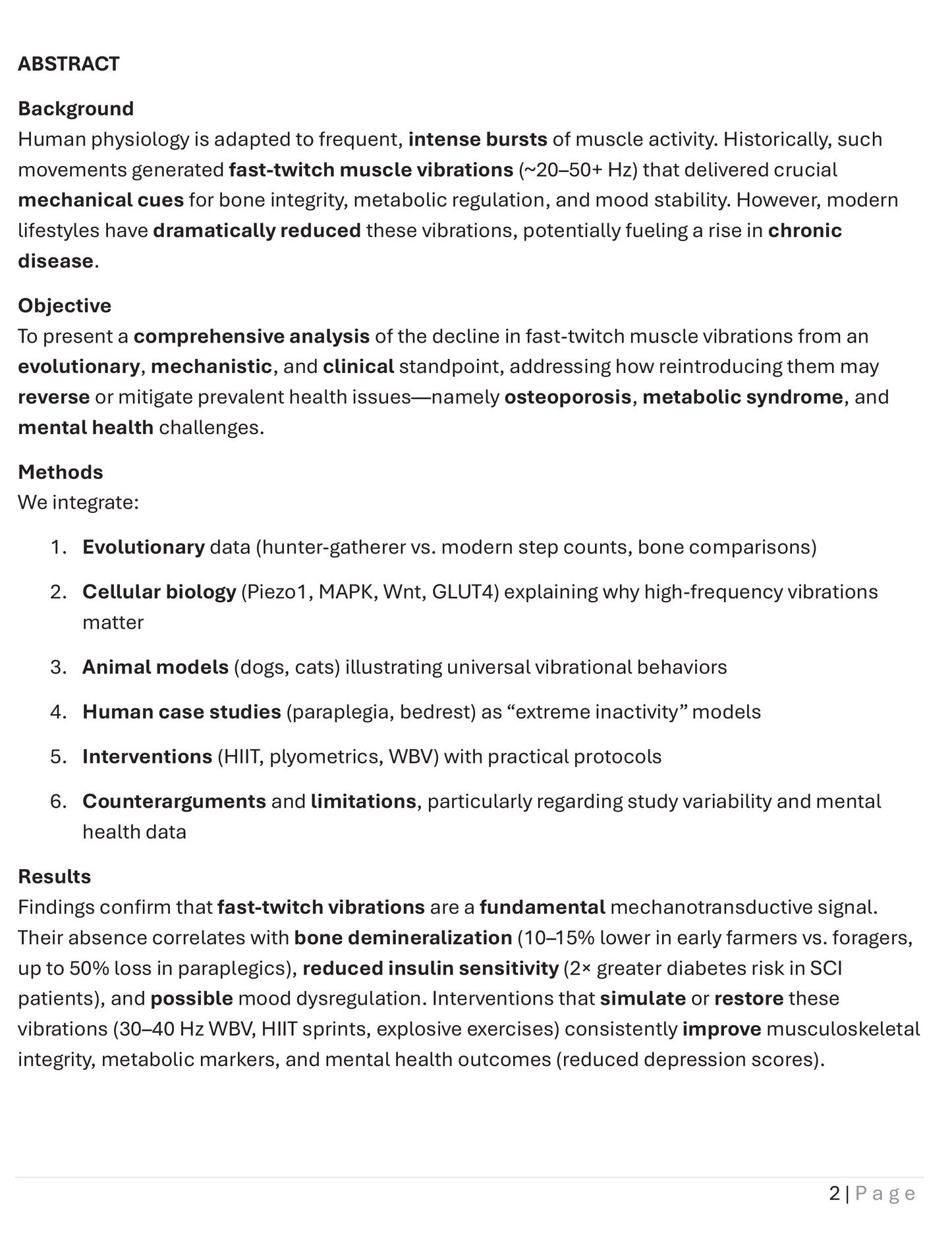 LOST VIBRATIONS:  The Evolutionary Decline of Fast-Twitch Muscle Activity and Its Role in Modern Health Disorders