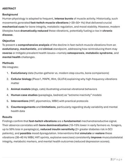 LOST VIBRATIONS:  The Evolutionary Decline of Fast-Twitch Muscle Activity and Its Role in Modern Health Disorders